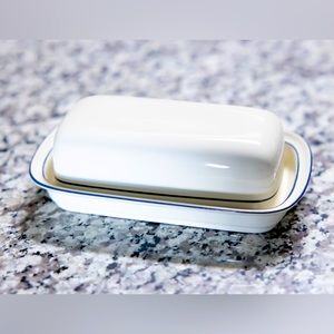 Vintage Lenox Chinastone Blue and White Butter Dish in Pristine Condition